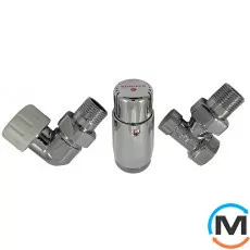 Комплект термостатичний Schlosser standart mini, хром, осьовий лівий, Діаметр різьблення: 1/2", Виконання: Торцевий лівий, Колір: Хром, Нульове становище: Ні, Приєднання: М30х1,5, фото 