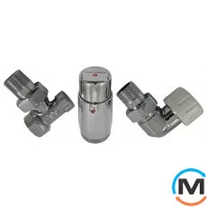 Комплект термостатичний Schlosser standart mini, хром, осьовий правий, Діаметр різьблення: 1/2", Виконання: Торцевий правий, Колір: Хром, Нульове становище: Ні, Приєднання: М30х1,5, фото 