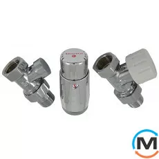 Комплект термостатичний Schlosser standart mini, хром, прямий, Діаметр різьблення: 1/2", Виконання: Прямий, Колір: Хром, Нульове становище: Ні, Приєднання: М30х1,5, фото 