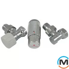 Комплект термостатичний Schlosser standart mini, хром, кутовий, Діаметр різьблення: 1/2", Виконання: Кутовий, Колір: Хром, Нульове становище: Ні, Приєднання: М30х1,5, фото 