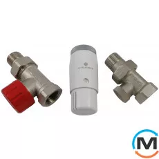 Комплект термостатичний Schlosser standart mini, нікельований, прямий, Діаметр різьблення: 1/2", Виконання: Прямий, Колір: Нікельований, Нульове становище: Ні, Приєднання: М30х1,5, фото 