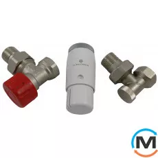 Комплект термостатичний Schlosser standart mini, нікельований, кутовий, Діаметр різьблення: 1/2", Виконання: Кутовий, Колір: Нікельований, Нульове становище: Ні, Приєднання: М30х1,5, фото 