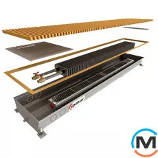 Внутрипольный конвектор Polvax KV.D.PLUS.300.1250.125, Тип конвектора: С вентилятором, Корпус конвектора: Нержавеющая сталь, Кол-во теплообменников: 1, Напряжение вентилятора: 12 V, Глубина (мм): 125, Ширина (мм): 300, Длина (мм): 1250, фото 