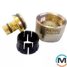Резьбозатискне з'єднання Rehau Rautitan stabil 16х3/4", Тип різьблення: Внутрішня, Діаметр різьблення: 3/4", Модифікація: для труб stabil 16х3/4", Діаметр (мм): 16, Робочий тиск (бар): 10, Матеріал: Латунь оцинкована, фото 