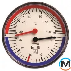 Термоманометр аксіальний TM Afriso 0-120 ° C, 80мм, 0-4 бар, 1/2 ", фото 