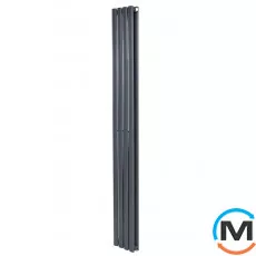 Вертикальний дизайнерський радіатор ARTTIDESIGN Rimini II 4/1800/236/50 сірий матовий, Підключення радіатора: Нижнє, Виконання: Вертикальний, Колір: Сірий, Висота (мм): 1800, Кількість секцій: 4, Довжина (мм): 236, Глибина (мм): 103, Кількість рядів: 2, фото 