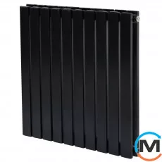 Горизонтальний дизайн радіатор ARTTIDESIGN Terni II G 10/600/590 чорний матовий, Підключення радіатора: Бокове, Виконання: Горизонтальний, Колір: Чорний, Висота (мм): 600, Кількість секцій: 10, Довжина (мм): 590, Глибина (мм): 99, Кількість рядів: 2, фото 