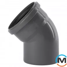 Коліно каналізаційне Ostendorf HT-Safe 125*45˚, Вид каналізації: Внутрішня, Тип каналізації: Проста, Градус (град.): 45, Колір: Темно-сірий, Діаметр (мм): 125, Матеріал: Поліпропілен PPR, фото 