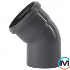 Коліно каналізаційне Ostendorf HT-Safe 90*45˚, Вид каналізації: Внутрішня, Тип каналізації: Проста, Градус (град.): 45, Колір: Темно-сірий, Діаметр (мм): 90, Матеріал: Поліпропілен PPR, фото 