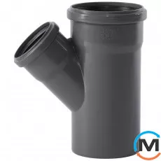 Трійник каналізаційний Ostendorf HT-Safe 110/75*45˚, Вид каналізації: Внутрішня, Тип каналізації: Проста, Градус (град.): 45, Модифікація: 110/75х45, Колір: Темно-сірий, Діаметр (мм): 100, Матеріал: Поліпропілен PPR, фото 