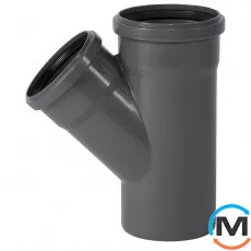 Трійник каналізаційний Ostendorf HT-Safe 125/110*45˚, Вид каналізації: Внутрішня, Тип каналізації: Проста, Градус (град.): 45, Модифікація: 125/110х45, Колір: Темно-сірий, Діаметр (мм): 125, Матеріал: Поліпропілен PPR, фото 