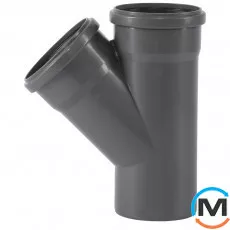 Тройник канализационный Ostendorf HT-Safe 125/125*45˚, Вид канализации: Внутренняя, Тип канализации: Простая, Градус (град.): 45, Модификация: 125/125х45, Цвет: Темно-серый, Диаметр (мм): 125, Материал: Полипропилен PPR, фото 