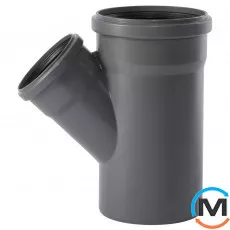 Трійник каналізаційний Ostendorf HT-Safe 160/110*45˚, Вид каналізації: Внутрішня, Тип каналізації: Проста, Градус (град.): 45, Модифікація: 160/110х45, Колір: Темно-сірий, Діаметр (мм): 160, Матеріал: Поліпропілен PPR, фото 