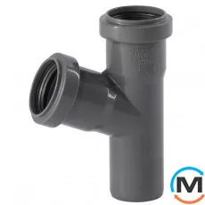 Тройник канализационный Ostendorf HT-Safe 40/40*67˚, Вид канализации: Внутренняя, Тип канализации: Простая, Градус (град.): 67, Модификация: 40/40х67, Цвет: Темно-серый, Диаметр (мм): 40, Материал: Полипропилен PPR, фото 