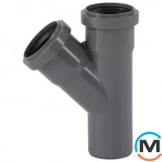 Трійник каналізаційний Ostendorf HT-Safe 50/50*45˚, Вид каналізації: Внутрішня, Тип каналізації: Проста, Градус (град.): 45, Модифікація: 50/50х45, Колір: Темно-сірий, Діаметр (мм): 50, Матеріал: Поліпропілен PPR, фото 