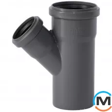Тройник канализационный Ostendorf HT-Safe 75/50*45˚, Вид канализации: Внутренняя, Тип канализации: Простая, Градус (град.): 45, Модификация: 75/50х45, Цвет: Темно-серый, Диаметр (мм): 75, Материал: Полипропилен PPR, фото 