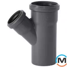 Тройник канализационный Ostendorf HT-Safe 75/50*67˚, Вид канализации: Внутренняя, Тип канализации: Простая, Градус (град.): 67, Модификация: 75/50х67, Цвет: Темно-серый, Диаметр (мм): 75, Материал: Полипропилен PPR, фото 