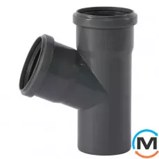 Тройник канализационный Ostendorf HT-Safe 75/75*67˚, Вид канализации: Внутренняя, Тип канализации: Простая, Градус (град.): 67, Модификация: 75/75х67, Цвет: Темно-серый, Диаметр (мм): 75, Материал: Полипропилен PPR, фото 