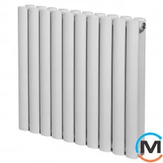 Горизонтальний радіатор дизайнерський ARTTIDESIGN Rimini II G 10/550/590/50 білий матовий, Підключення радіатора: Нижнє, Виконання: Горизонтальний, Колір: Білий, Висота (мм): 550, Кількість секцій: 10, Довжина (мм): 590, Кількість рядів: 2, фото 