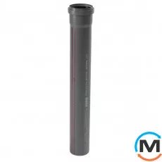 Труба каналізаційна Ostendorf HT-Safe 751000, Варіант: З розтрубом, Вид каналізації: Внутрішня, Тип каналізації: Проста, Колір: Темно-сірий, Діаметр (мм): 75, Товщина стінки (мм): 1.9, Довжина (мм): 1000, Матеріал: Поліпропілен PPR, фото 