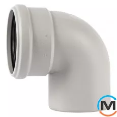 Коліно каналізаційне Ostendorf Skolan db 110х87, Вид каналізації: Внутрішня, Тип каналізації: Безшумна, Градус (град.): 90, Колір: Світло сірий, Діаметр (мм): 100, Матеріал: Поліпропілен PPR, фото 