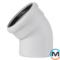 Колено канализационное Ostendorf Skolan db 125х45, Вид канализации: Внутренняя, Тип канализации: Бесшумная, Градус (град.): 45, Цвет: Светло-серый, Диаметр (мм): 125, Материал: Полипропилен PPR, фото 