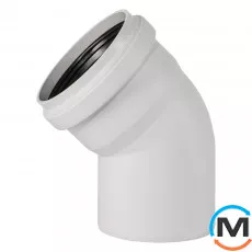 Коліно каналізаційне Ostendorf Skolan db 150х45, Вид каналізації: Внутрішня, Тип каналізації: Безшумна, Градус (град.): 45, Колір: Світло сірий, Діаметр (мм): 150, Матеріал: Поліпропілен PPR, фото 