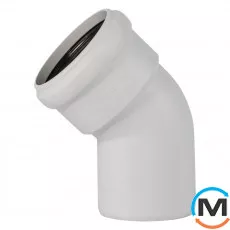 Колено канализационное Ostendorf Skolan db 75х45, Вид канализации: Внутренняя, Тип канализации: Бесшумная, Градус (град.): 45, Цвет: Светло-серый, Диаметр (мм): 75, Материал: Полипропилен PPR, фото 