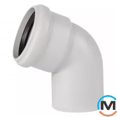 Колено канализационное Ostendorf Skolan db 75х67, Вид канализации: Внутренняя, Тип канализации: Бесшумная, Градус (град.): 67, Цвет: Светло-серый, Диаметр (мм): 75, Материал: Полипропилен PPR, фото 