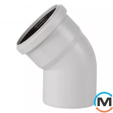 Колено канализационное Ostendorf Skolan db 90х45, Вид канализации: Внутренняя, Тип канализации: Бесшумная, Градус (град.): 45, Цвет: Светло-серый, Диаметр (мм): 90, Материал: Полипропилен PPR, фото 
