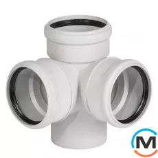 Крестовина Ostendorf Skolan db 2-х плоскостная 110/110х87, Вариант: 100/100х87, Вид канализации: Внутренняя, Тип канализации: Бесшумная, Градус (град.): 90, Исполнение: Двухплоскостная, Диаметр (мм): 100, Материал: Полипропилен PPR, фото 