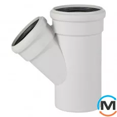 Тройник канализационный Ostendorf Skolan db 125/110х45, Вид канализации: Внутренняя, Тип канализации: Бесшумная, Градус (град.): 45, Модификация: 125/100х45, Цвет: Светло-серый, Диаметр (мм): 125, Материал: Полипропилен PPR, фото 