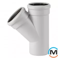 Тройник канализационный Ostendorf Skolan db 125/125х45, Вид канализации: Внутренняя, Тип канализации: Бесшумная, Градус (град.): 45, Модификация: 125/125х45, Цвет: Светло-серый, Диаметр (мм): 125, Материал: Полипропилен PPR, фото 