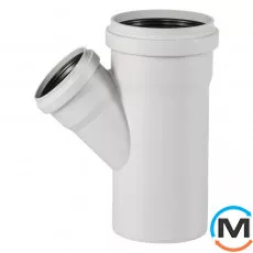 Тройник канализационный Ostendorf Skolan db 150/110х45, Вид канализации: Внутренняя, Тип канализации: Бесшумная, Градус (град.): 45, Модификация: 150/100х45, Цвет: Светло-серый, Диаметр (мм): 150, Материал: Полипропилен PPR, фото 