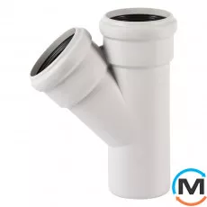 Тройник канализационный Ostendorf Skolan db 75/75х45, Вид канализации: Внутренняя, Тип канализации: Бесшумная, Градус (град.): 45, Модификация: 75/75х45, Цвет: Светло-серый, Диаметр (мм): 75, Материал: Полипропилен PPR, фото 