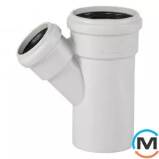 Тройник канализационный Ostendorf Skolan db 90/58х45, Вид канализации: Внутренняя, Тип канализации: Бесшумная, Градус (град.): 45, Модификация: 90/50х45, Цвет: Светло-серый, Диаметр (мм): 90, Материал: Полипропилен PPR, фото 