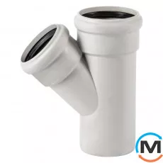Тройник канализационный Ostendorf Skolan db 90/70х45, Вид канализации: Внутренняя, Тип канализации: Бесшумная, Градус (град.): 45, Модификация: 90/70х45, Цвет: Светло-серый, Диаметр (мм): 90, Материал: Полипропилен PPR, фото 