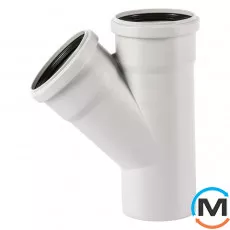 Тройник канализационный Ostendorf Skolan db 90/90х45, Вид канализации: Внутренняя, Тип канализации: Бесшумная, Градус (град.): 45, Модификация: 90/90х45, Цвет: Светло-серый, Диаметр (мм): 90, Материал: Полипропилен PPR, фото 