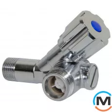 Кран Albertoni з фільтром та зворотнім клапаном подвійний кутовий Ø1/2" х 3/8" х 3/4", фото 