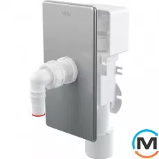 Сифон для пральної машинки AlcaPlast APS3P з комбінованим гідрозатвором та розривним клапаном, під штукатурку, фото 