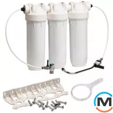 Комплект фільтрів Atlas Filtri (під миття) BRAVO DP TRIO 10" (водорозбірний кран+кран підключення) K, Кількість колб: 3 колби, фото 