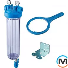 Фільтр-колба Atlas Filtri DP BIG SM TS (прозорий) Ø1" IN (пластик) 20" 45°C 8,3 bar +2 манометри K, Типорозмір: 20", фото 