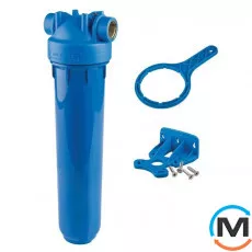 Фільтр-колба Atlas Filtri DP MONO AB (блакитна) Ø1" OT (латунь) 20" 45°C 8 bar KIT, Діаметр різьблення: 1", Типорозмір: 20", фото 