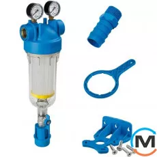 Фільтр-колба Atlas Filtri самопромивний HYDRA M (манометри) 3/4" OT (латунь) + картридж RSH 50 mcr, Діаметр різьблення: 3/4", Кількість мікрон (мКм): 50, фото 