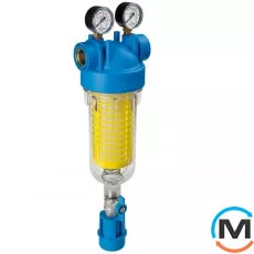 Фільтр самопромивний Atlas Filtri HYDRA M (манометри) Ø1/2" OT (латунь) + картридж RLH 90 mcr KIT, Діаметр різьблення: 1/2", Кількість мікрон (мКм): 90, фото 