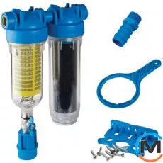 Фільтр Atlas Filtri HYDRA RAINMASTER DUO Ø1/2" (латунь) + картриджі RAH, LA 45°C 8 bar KIT srl, Діаметр різьблення: 1/2", Кількість колб: 2 колби, фото 