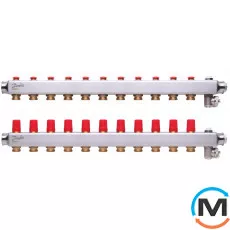 Коллектор из нержавеющей стали Danfoss 11+11 SSM-11, Количество выходов: 11, Тип коллектора: С термоклапанами, фото 