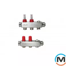 Коллектор из нержавеющей стали Danfoss 2+2 с ротаметрами SSM-2F, Количество выходов: 2, Тип коллектора: С расходомерами, фото 