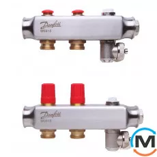 Коллектор из нержавеющей стали Danfoss 2+2 SSM-2, Количество выходов: 2, Тип коллектора: С термоклапанами, фото 