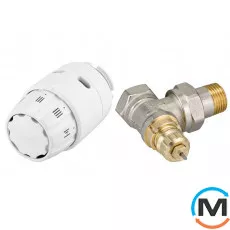 Комплект кранів термостатичний Danfoss Ду15+RAS-C2 кутовий, Виконання: Кутовий, фото 